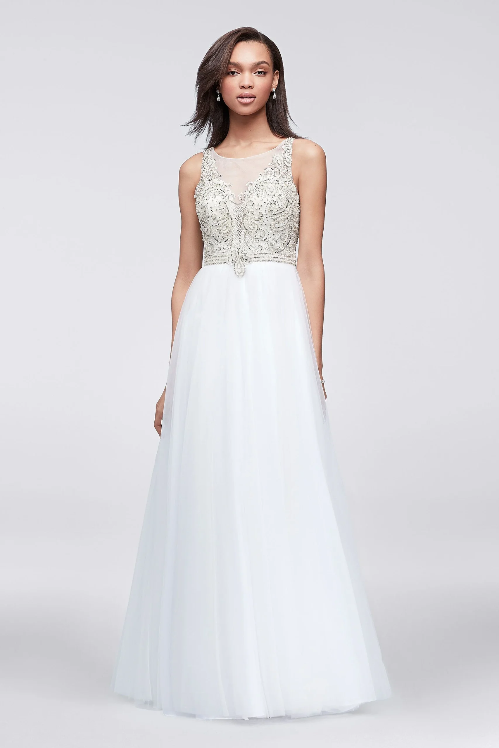 Tulle Ball Gown with Beaded Illusion Bodice