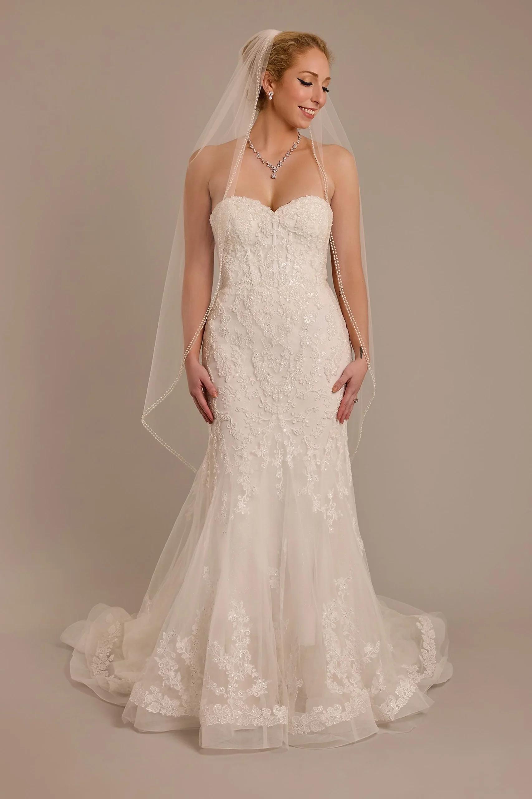 Tulle and Beaded Lace Mermaid Wedding Dress