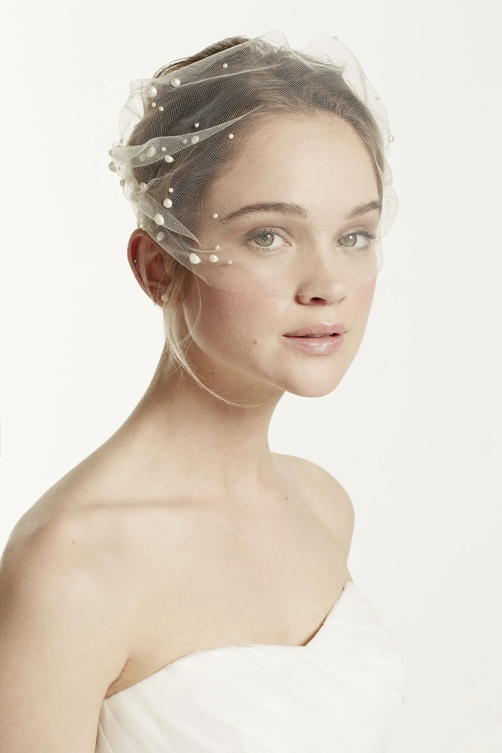 Tulle Blusher with Pearl Beaded Detail