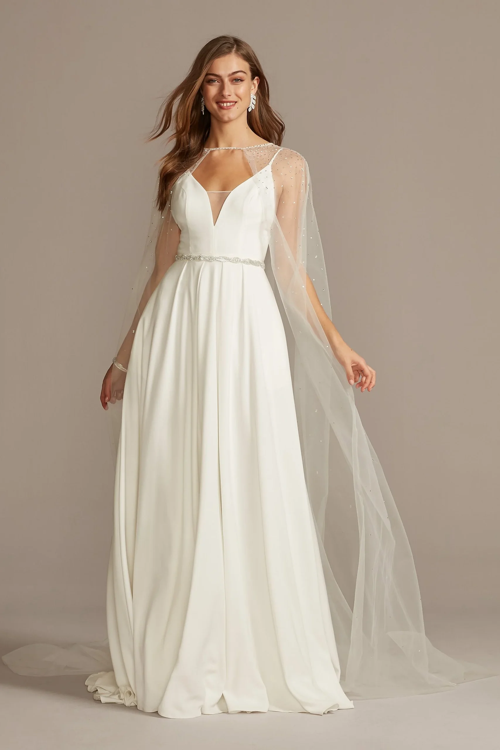 Tulle Cape with Scattered Crystal Embellishment