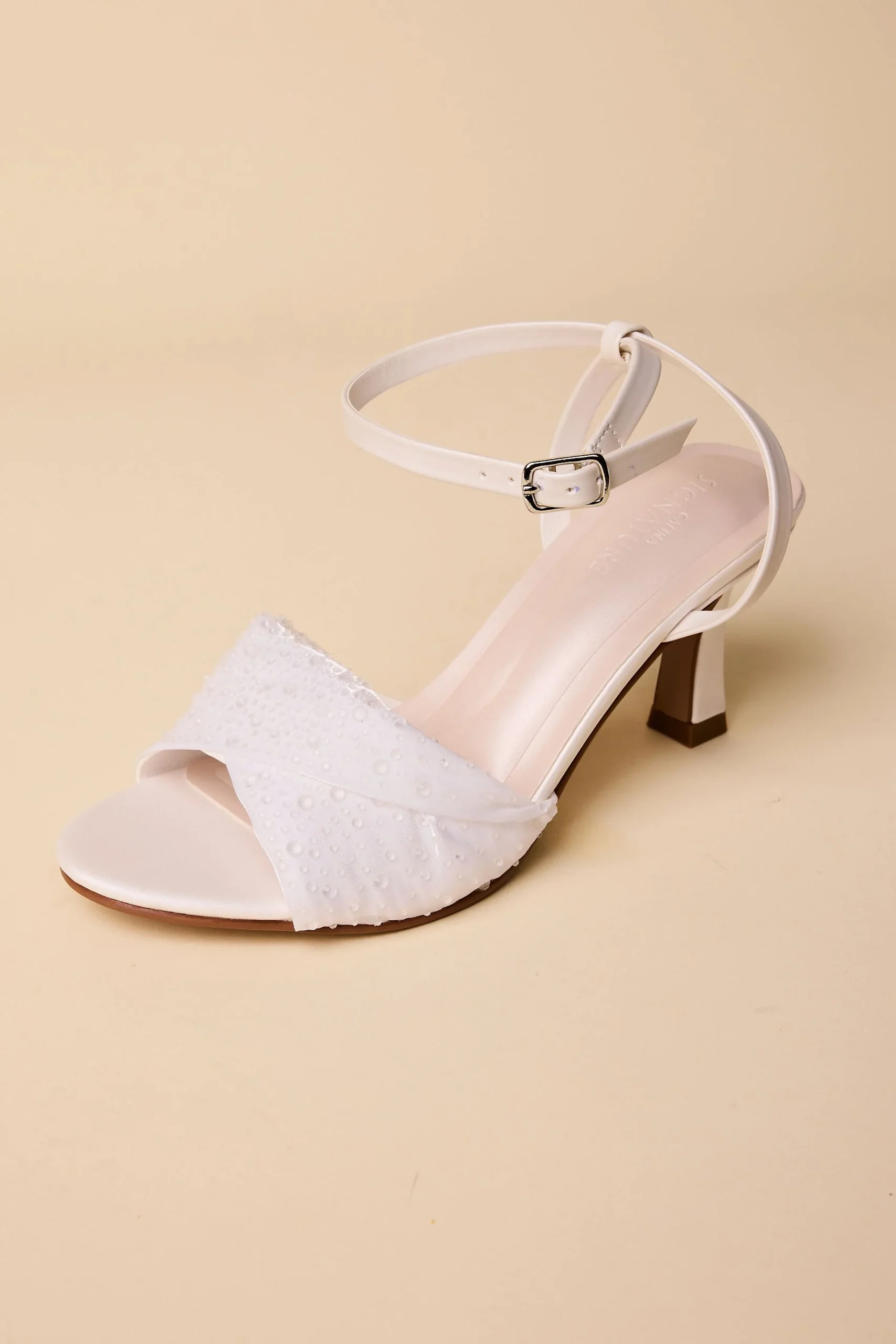 Tulle Crystal Almond Toe Stiletto Sandals