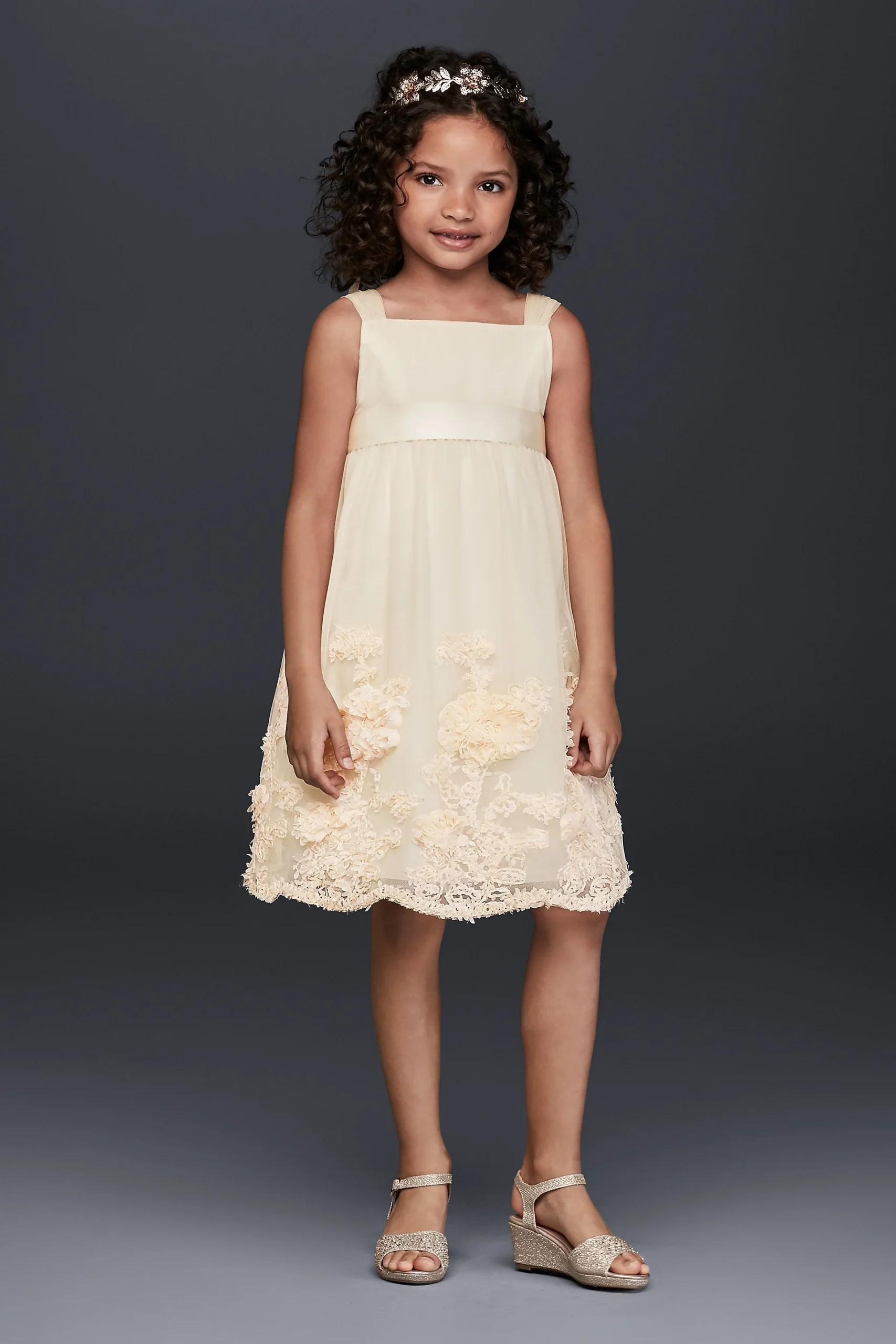 Tulle Flower Girl Dress with 3D Flowers