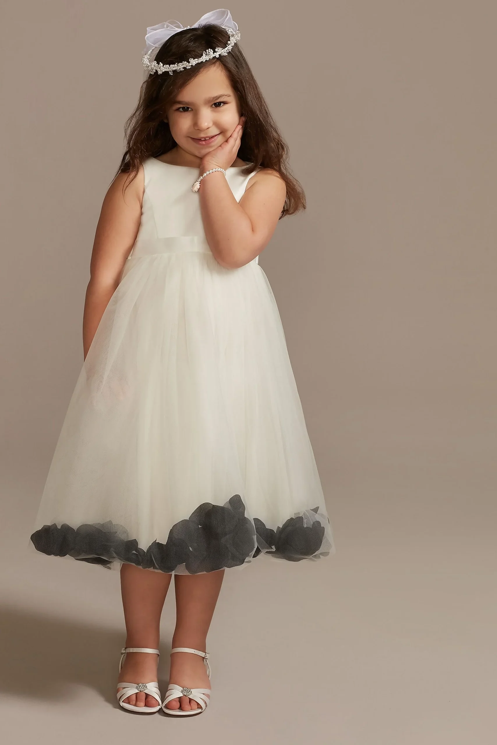 Tulle Flower Girl Dress with Colored Petals