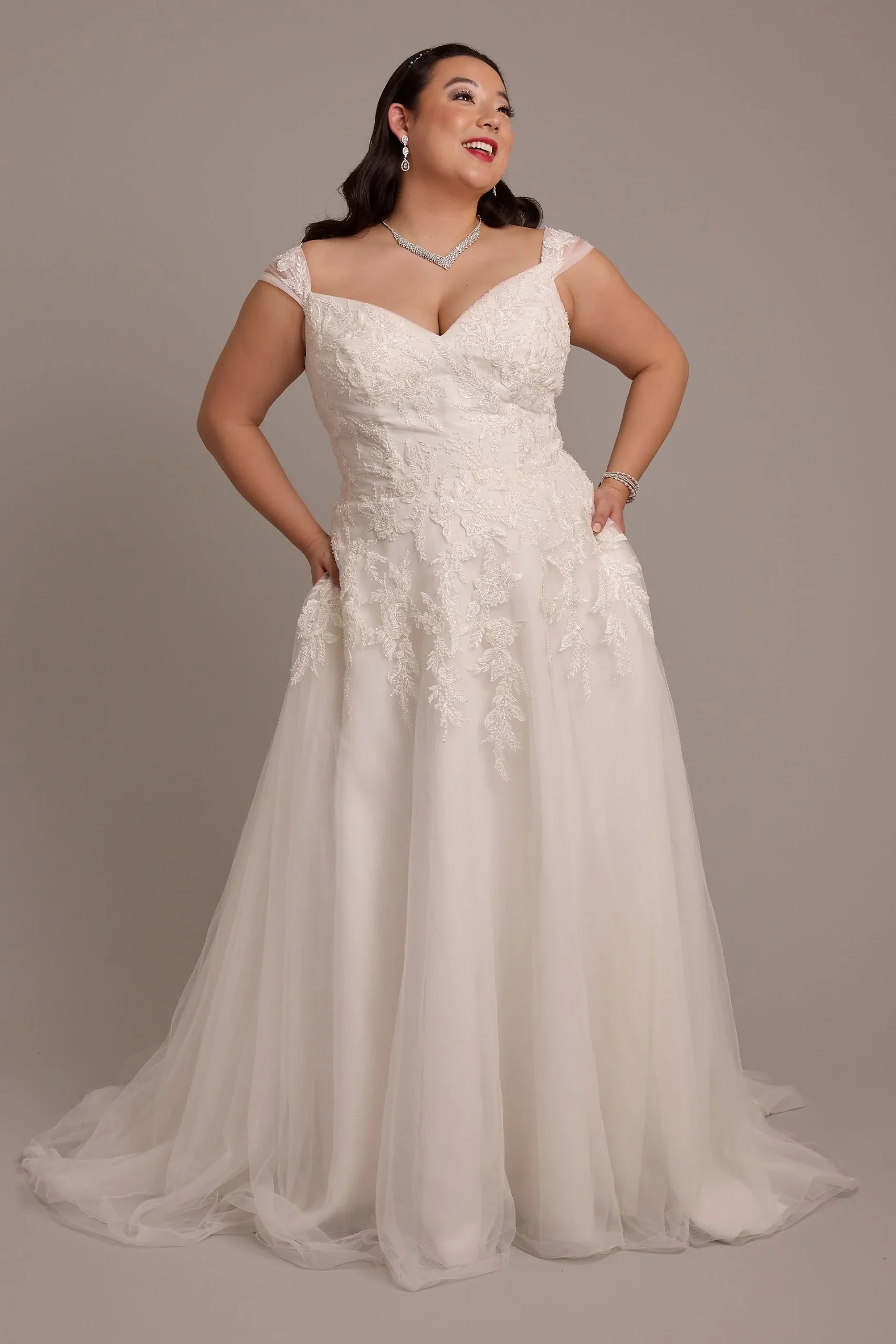Tulle A-line Wedding Dress with Floral Appliques