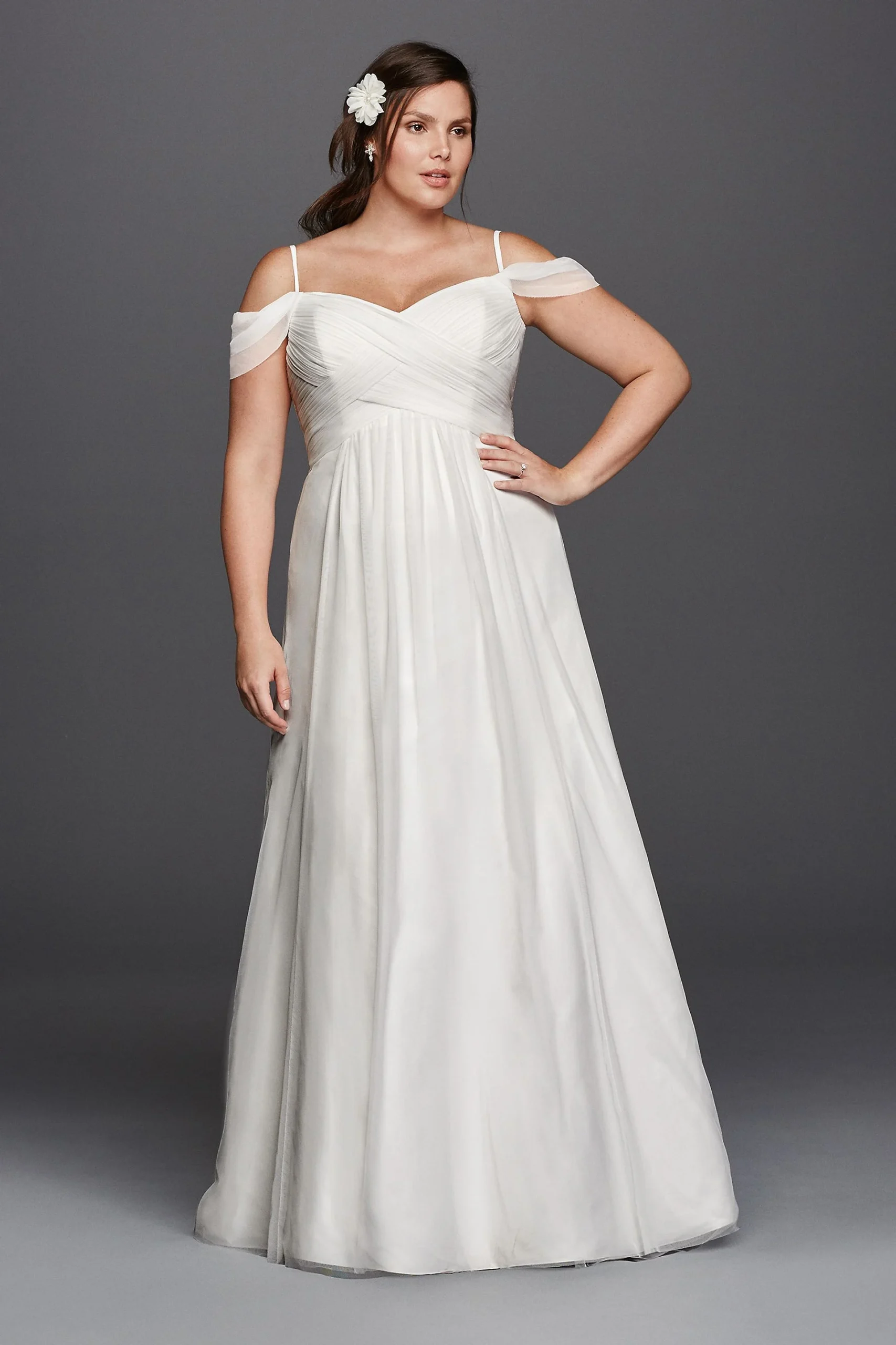 Tulle A-line Wedding Dress with Swag Sleeves
