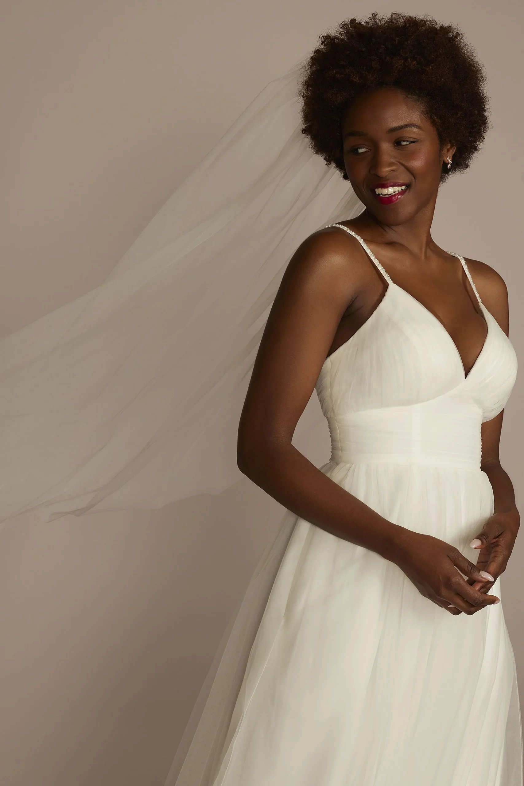 Tulle Mid-Length Veil with Rhinestone Comb