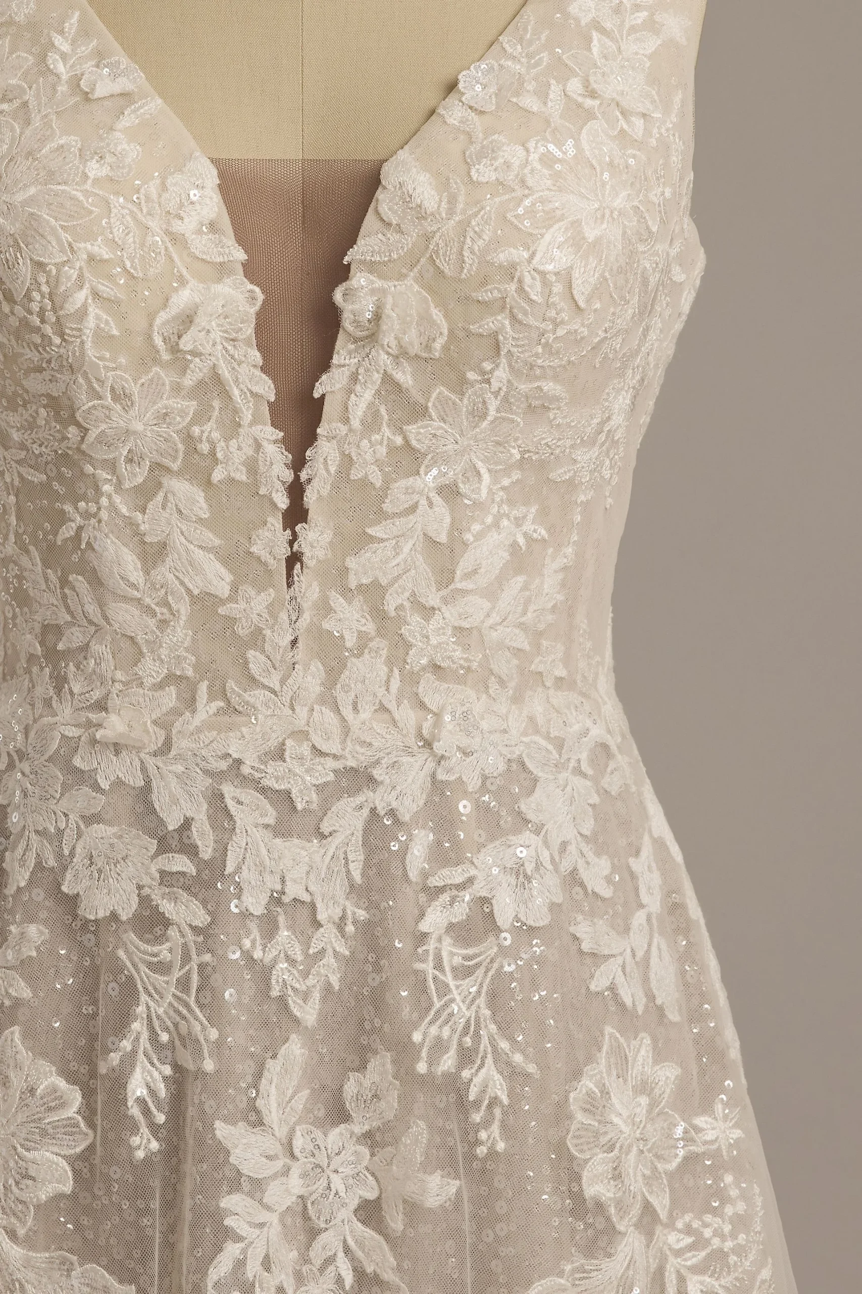 Tulle Plunging Tank A-Line Wedding Dress