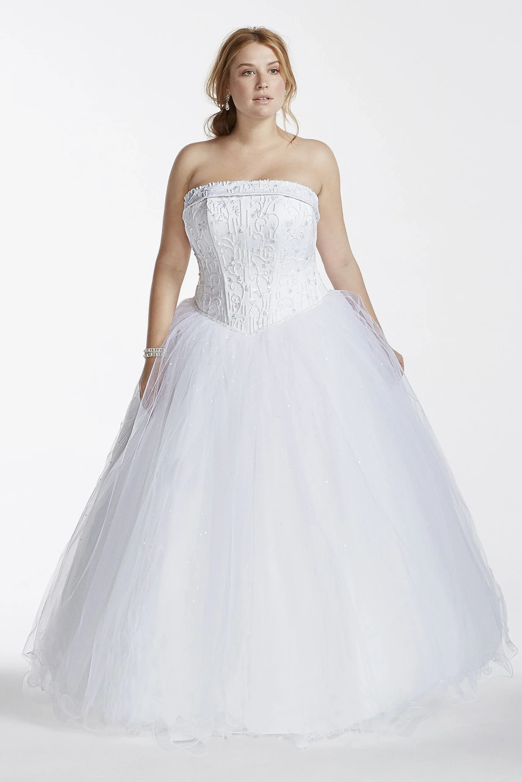 Tulle Plus Wedding Dress with Beaded Bodice