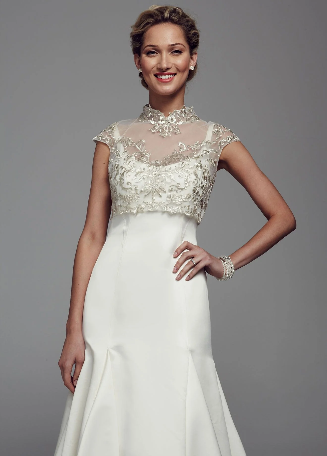 Tulle Popover Jacket with Lace Embellishments