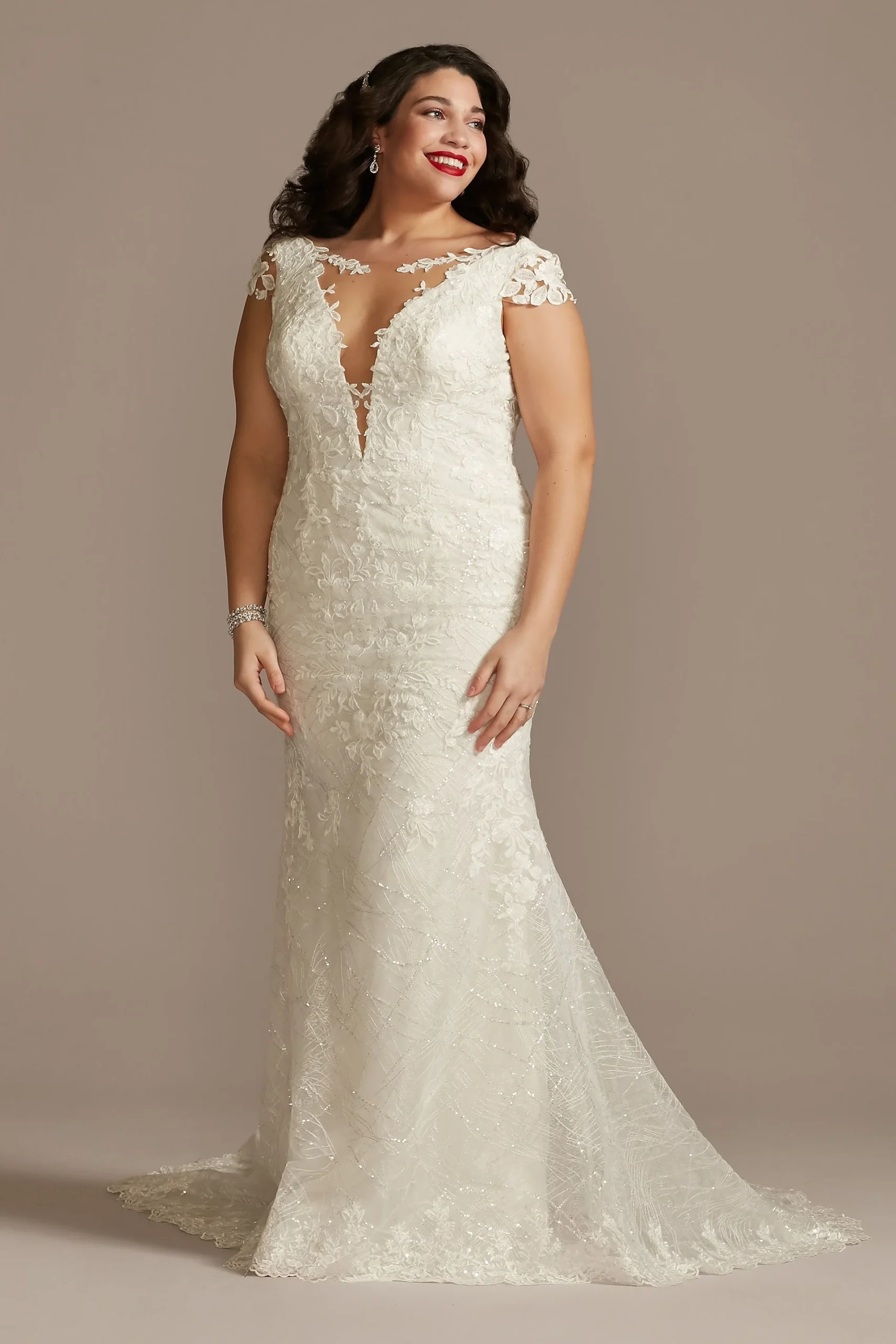 Tulle Sheath Wedding Dress with Beaded Swag