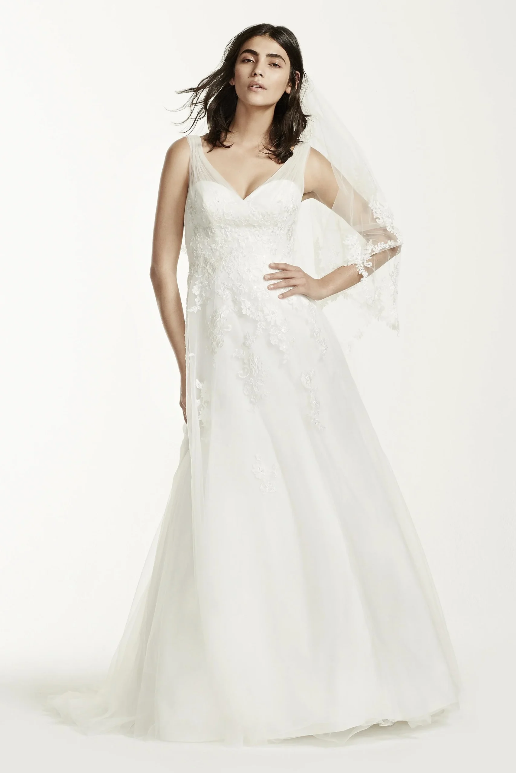 Tulle Wedding Dress with Floral Lace Applique