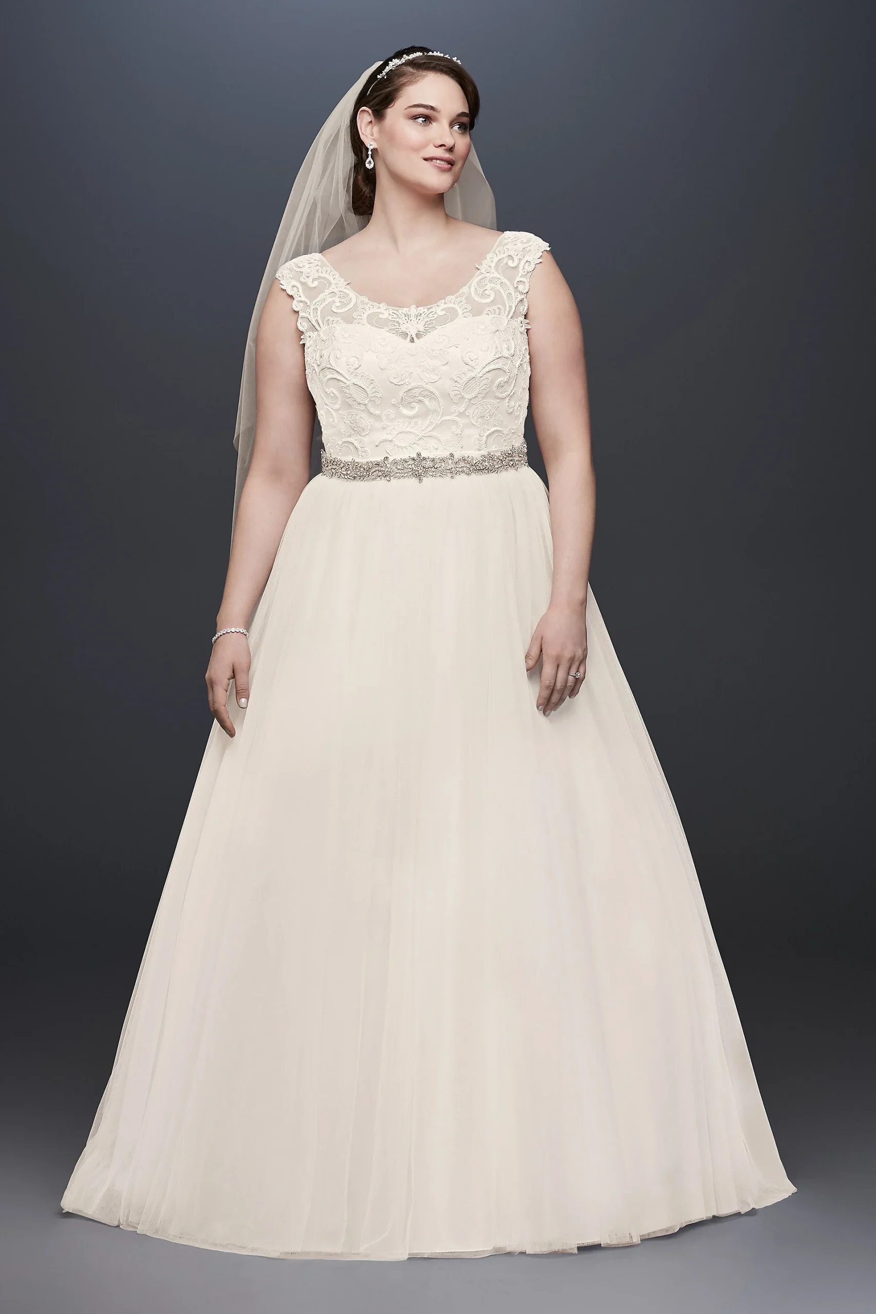 Tulle Wedding Dress with Lace Illusion Neckline