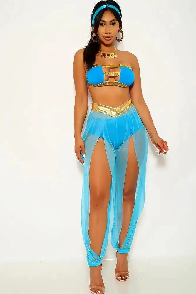Turquoise Gold Unique Princess Jas Strappy Costume