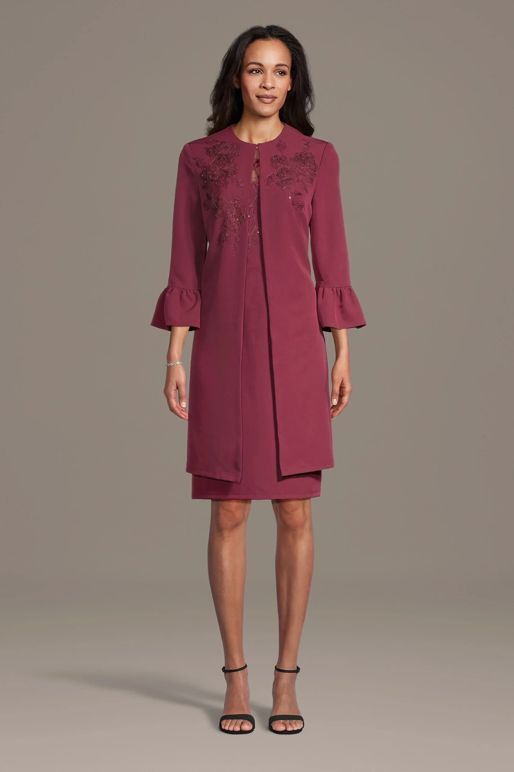 Two-Piece Crepe Jacket Dress