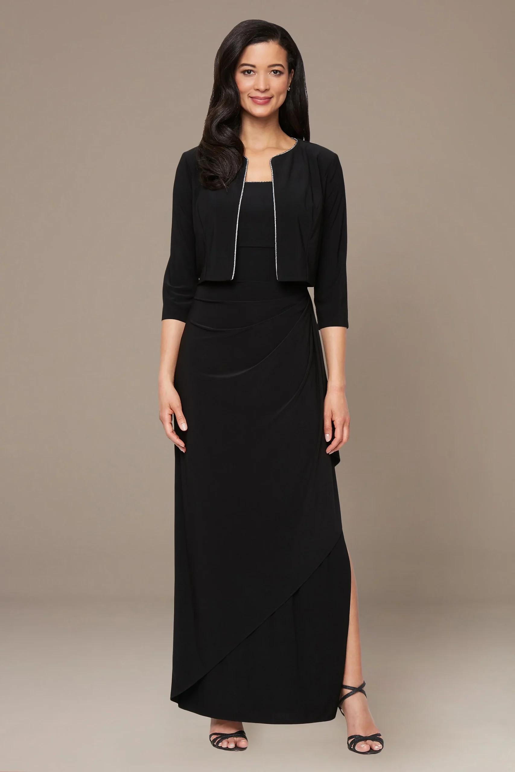 Two-Piece Jacket Dress with Foil Trim