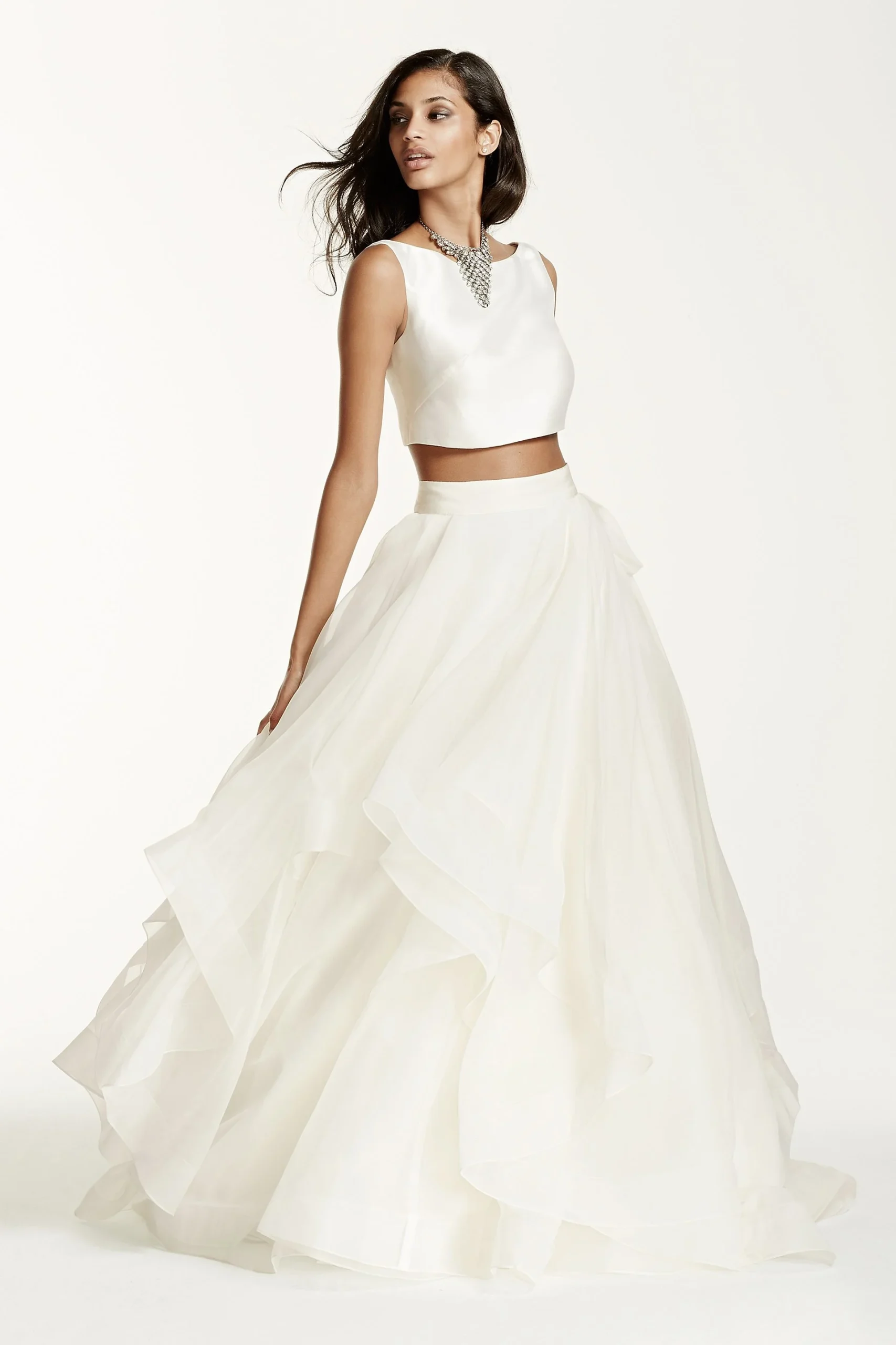 Two-Piece Mikado Crop Top Ball Gown