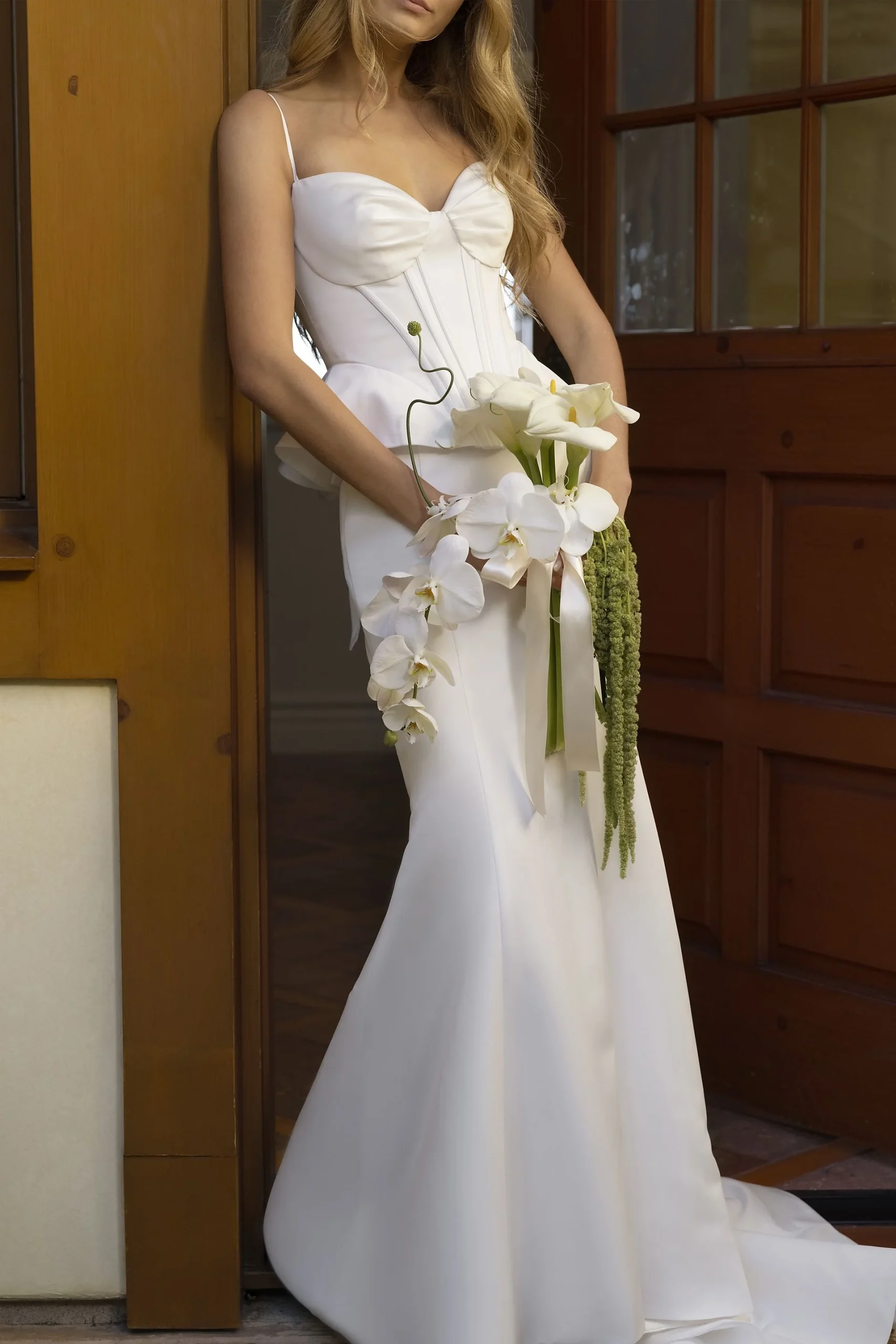 Two-Piece Satin Peplum Mermaid Dress