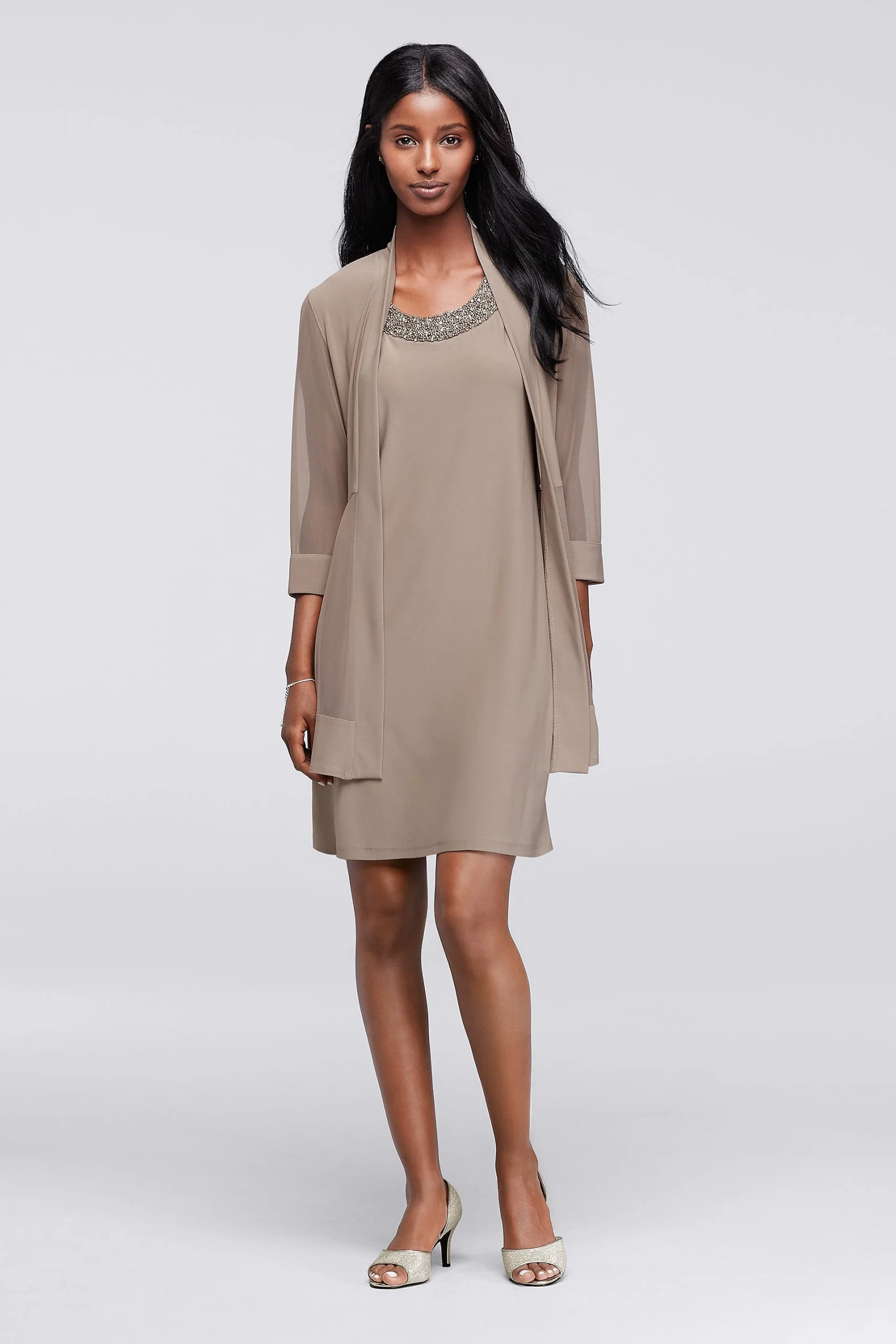 Two-Piece Short Dress with Illusion Panel Jacket
