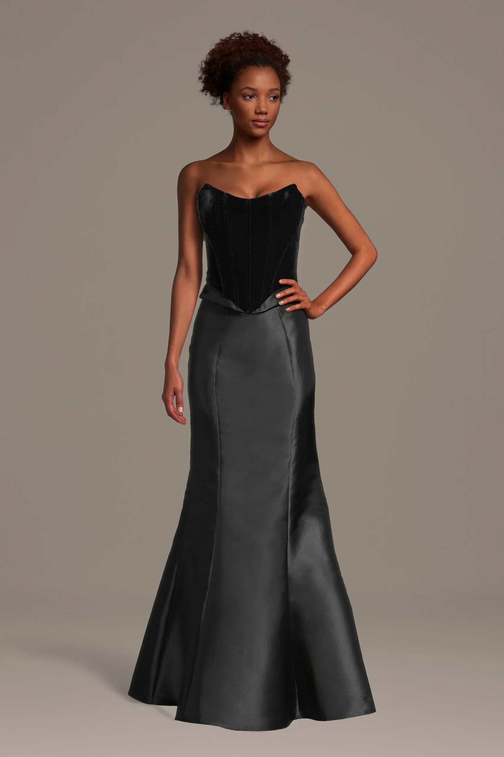 Two-Piece Strapless Velvet Corset Mermaid Dress
