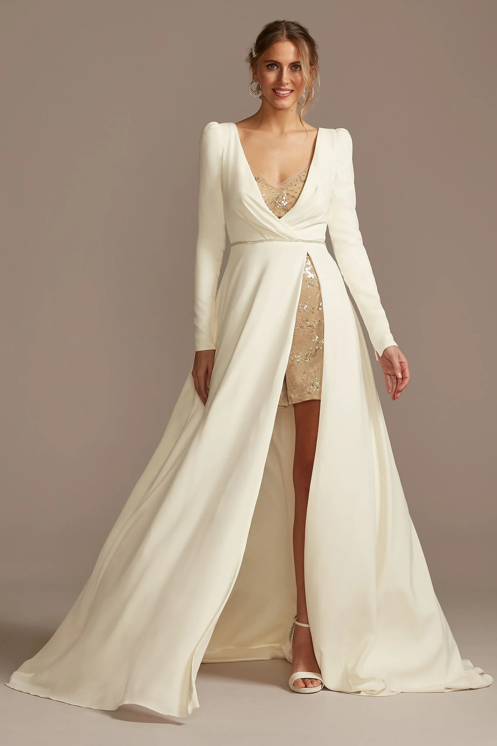 Two Piece Wedding Romper and Over Dress Set
