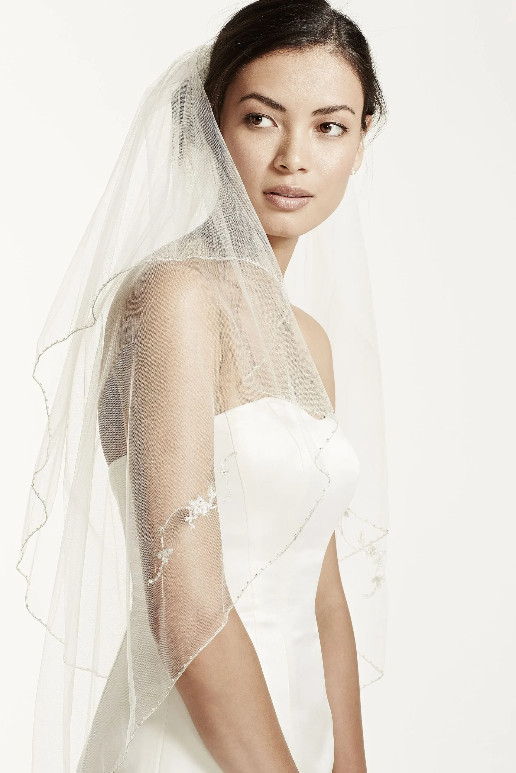 Two Tiered Veil with Beaded Metallic Detail
