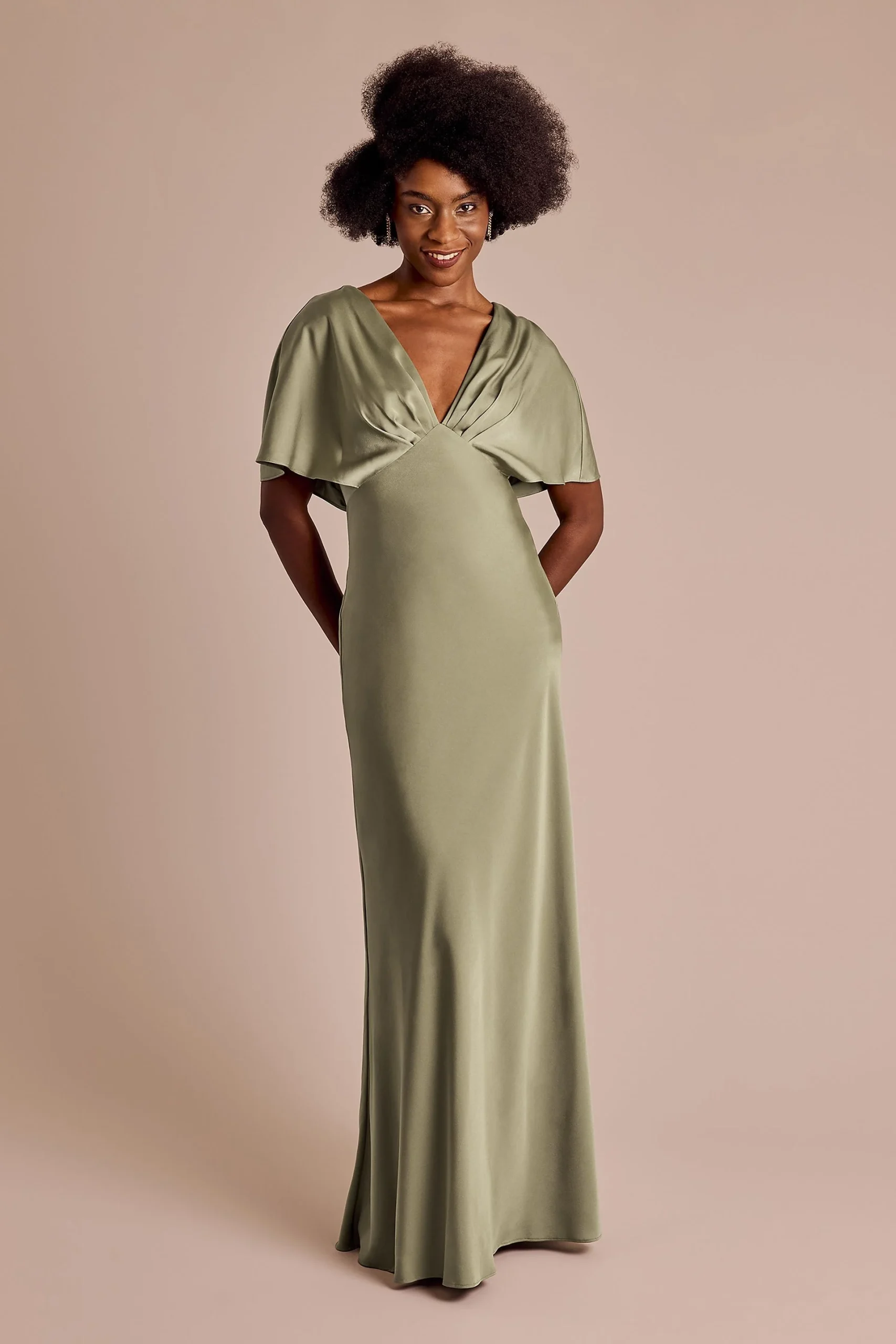 V-Neck Blouson A-Line Dress