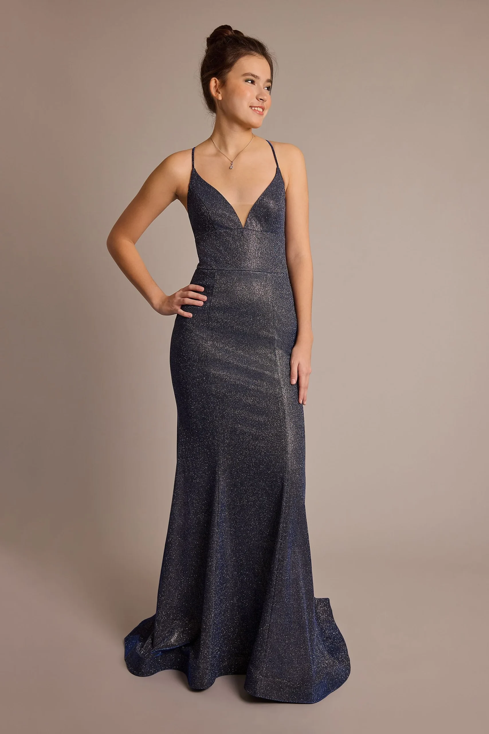 V-Neck Glitter Knit Mermaid Dress