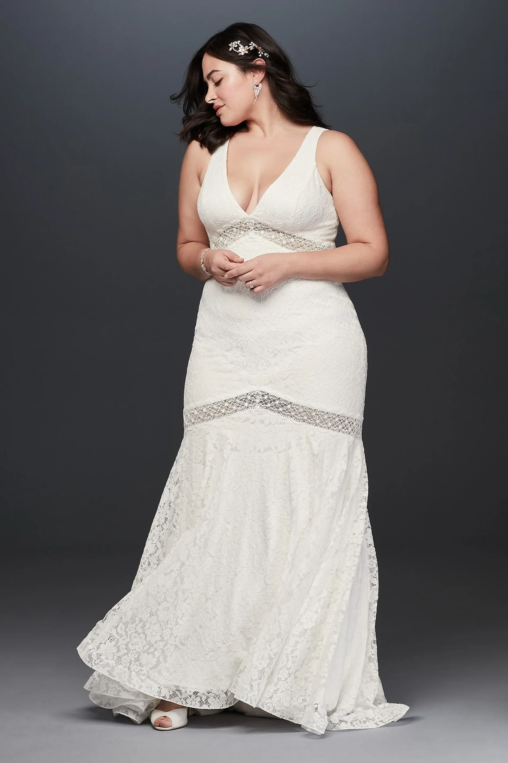 V-Neck Lace Illusion Wedding Dress