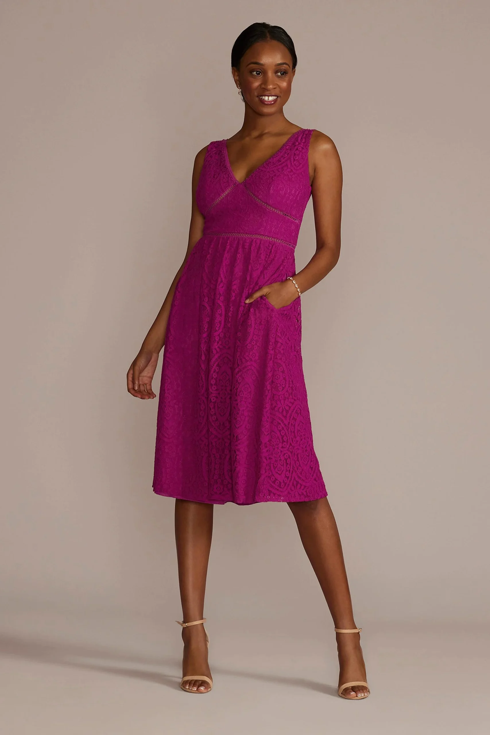 V-Neck Lace Sleeveless Dress