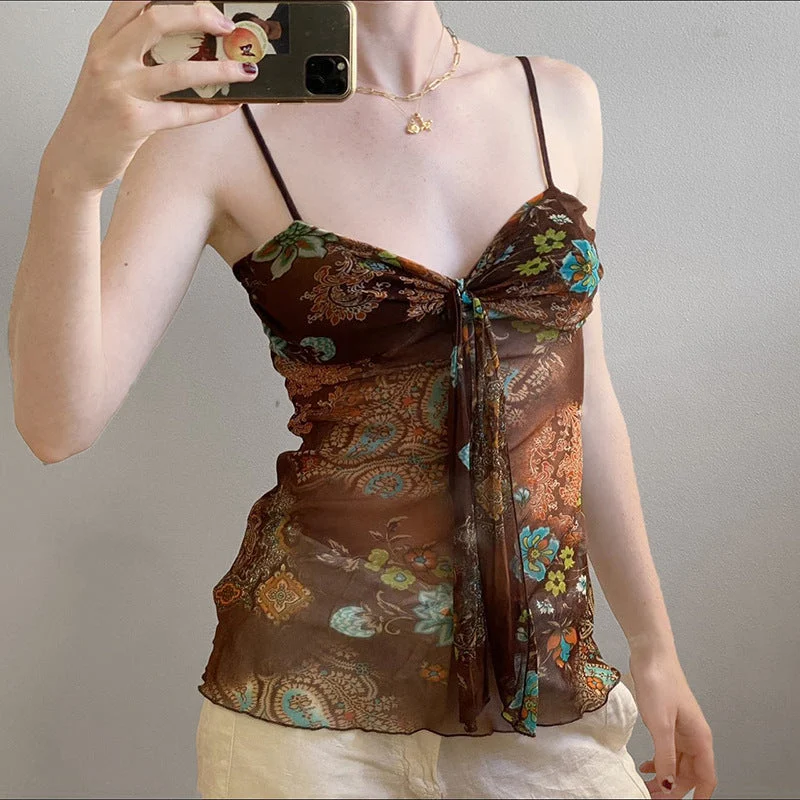 V-Neck Slim Fit Pleated tie See-Through Top