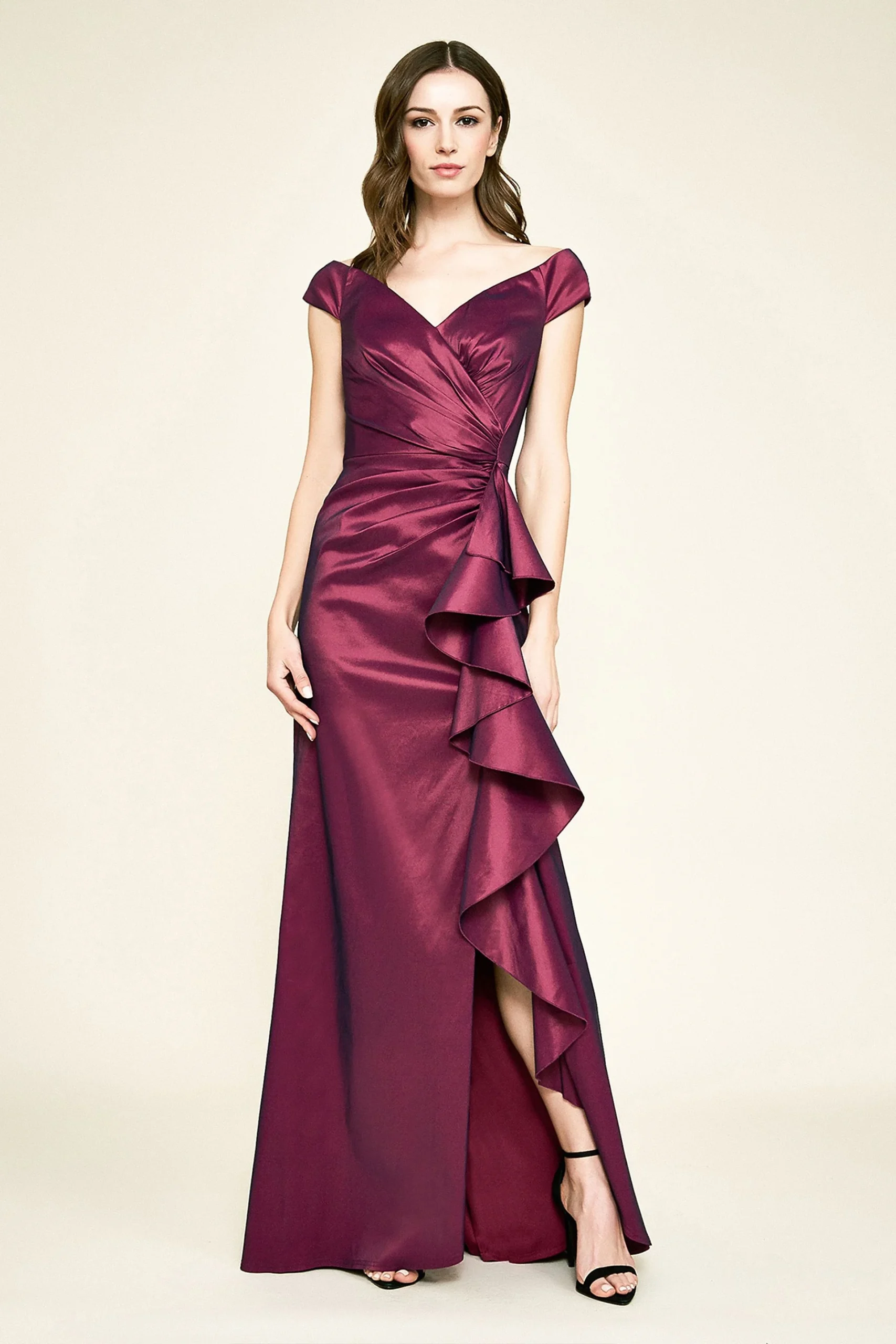 Valery Stretch-Taffeta Off-the-Shoulder Gown