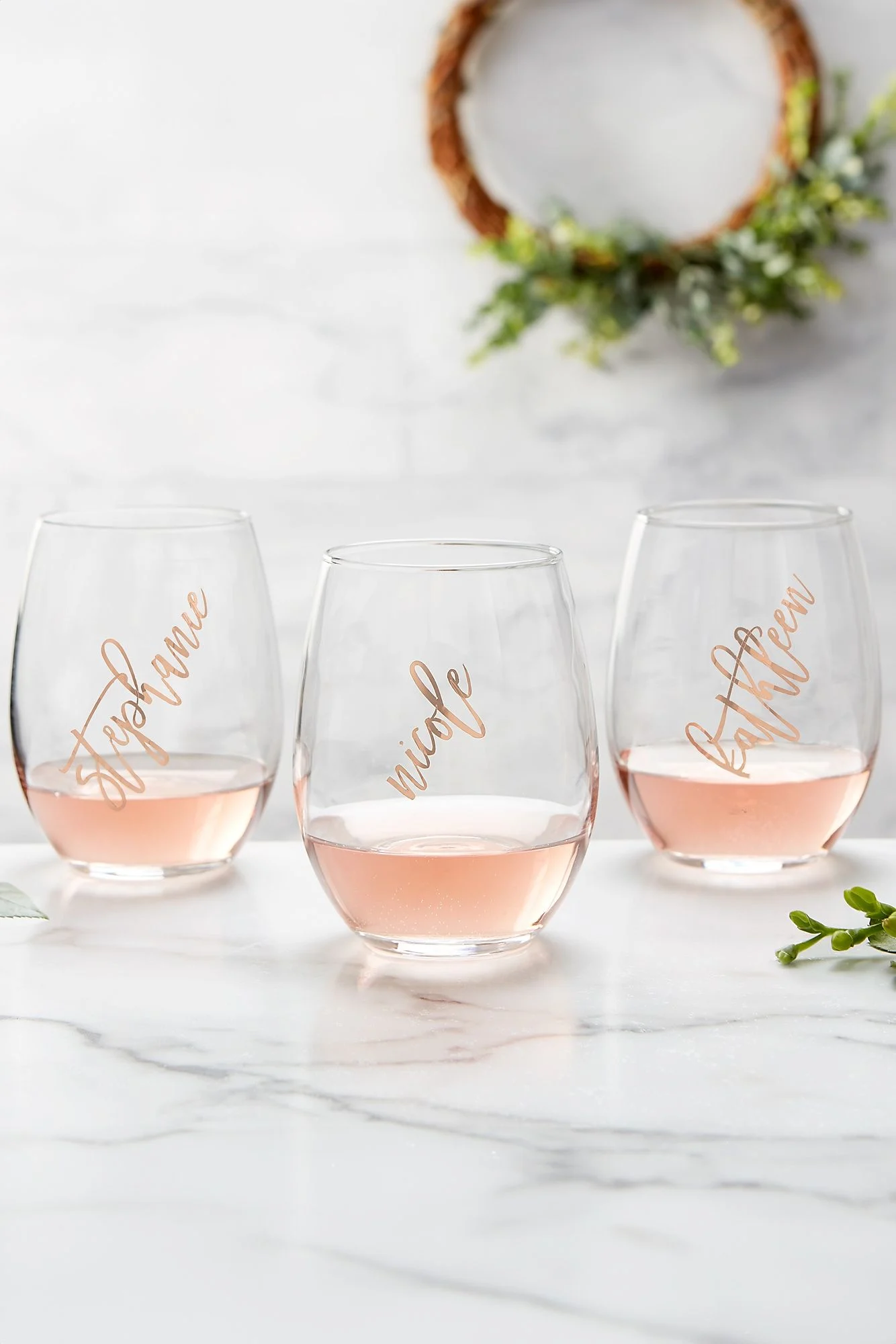 Vinyl Personalized Rose Wine Glass