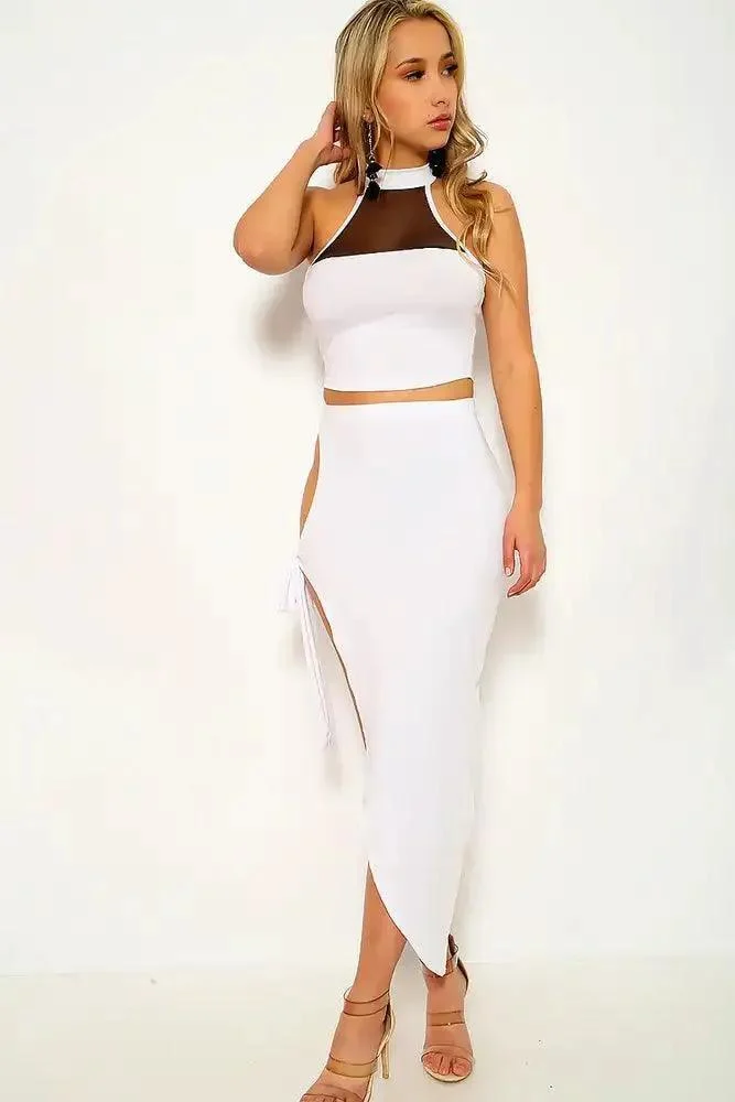 White Black Sleeveless Two Piece Dress