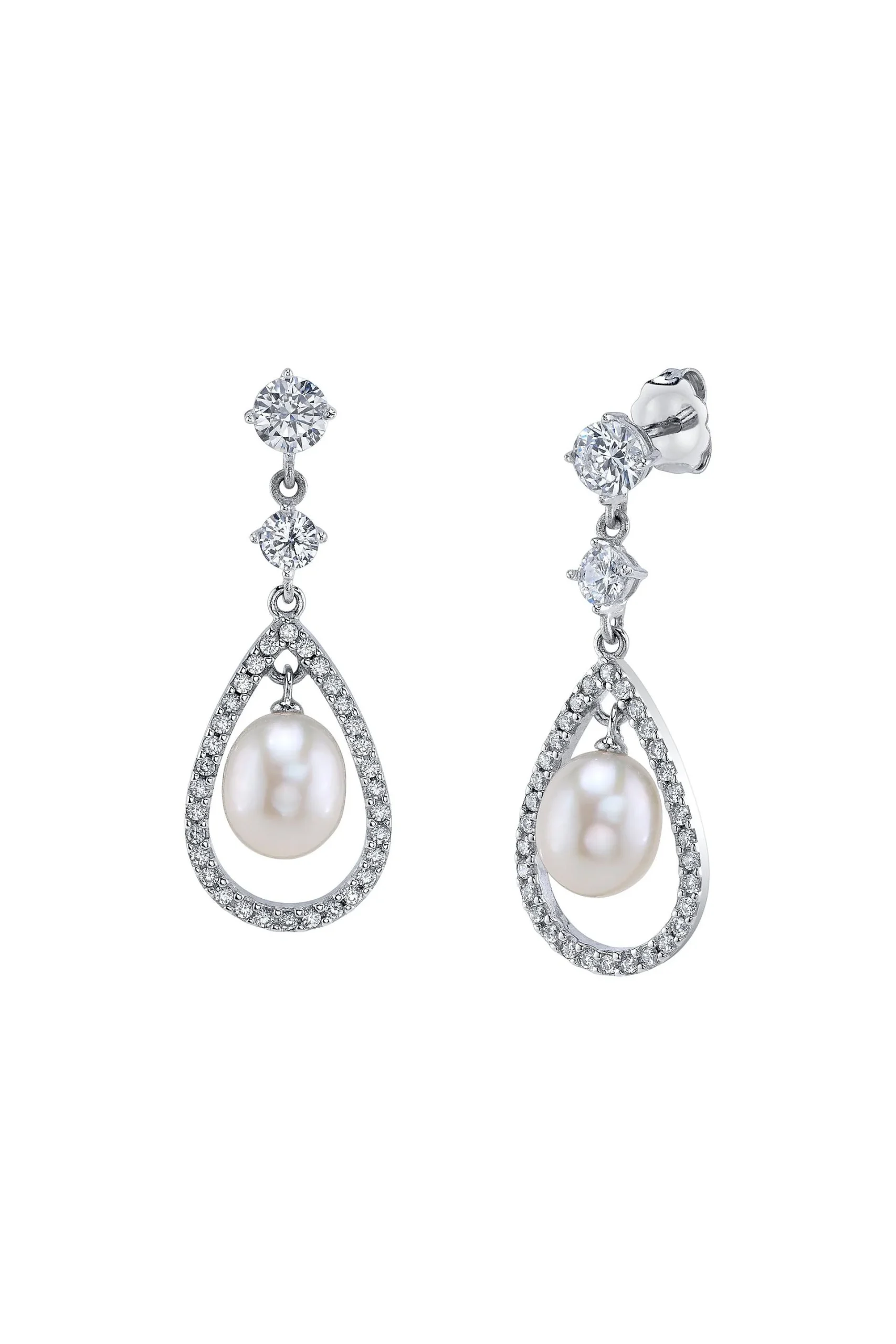 White Freshwater Pearl Dazzle Earrings