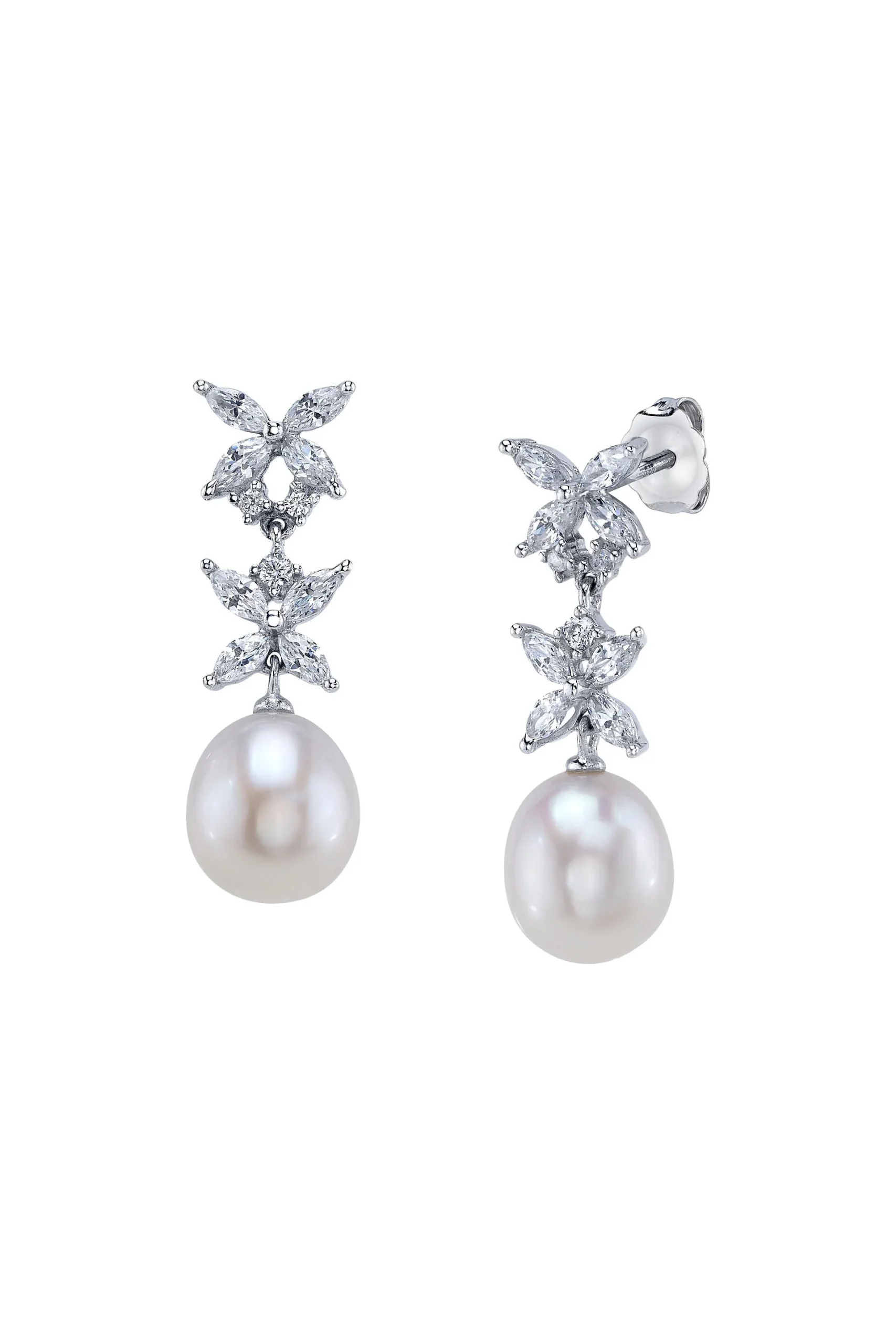 White Freshwater Pearl Sparkle Earrings