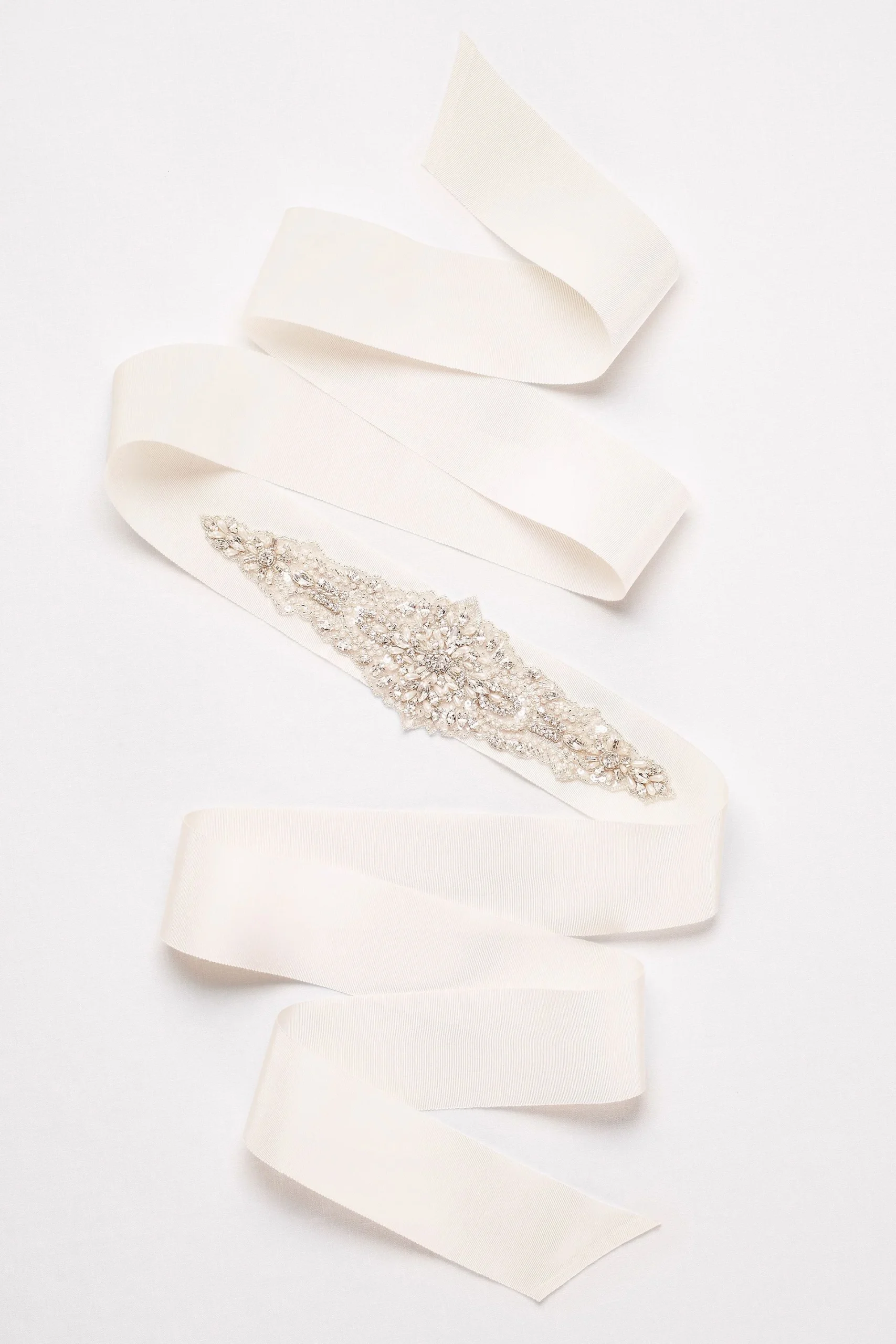 Wide Grosgrain Ribbon Sash with Statement Beading