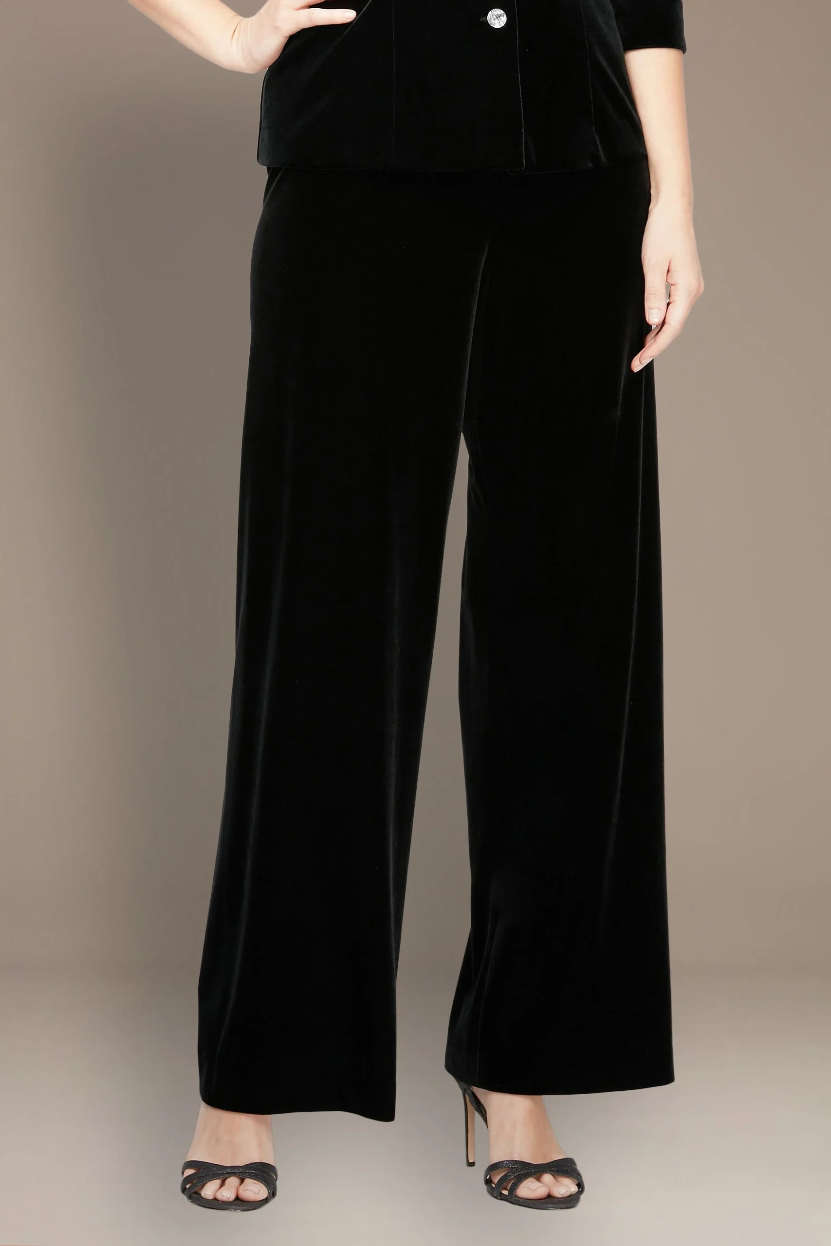 Wide Leg Stretch Velvet Pants