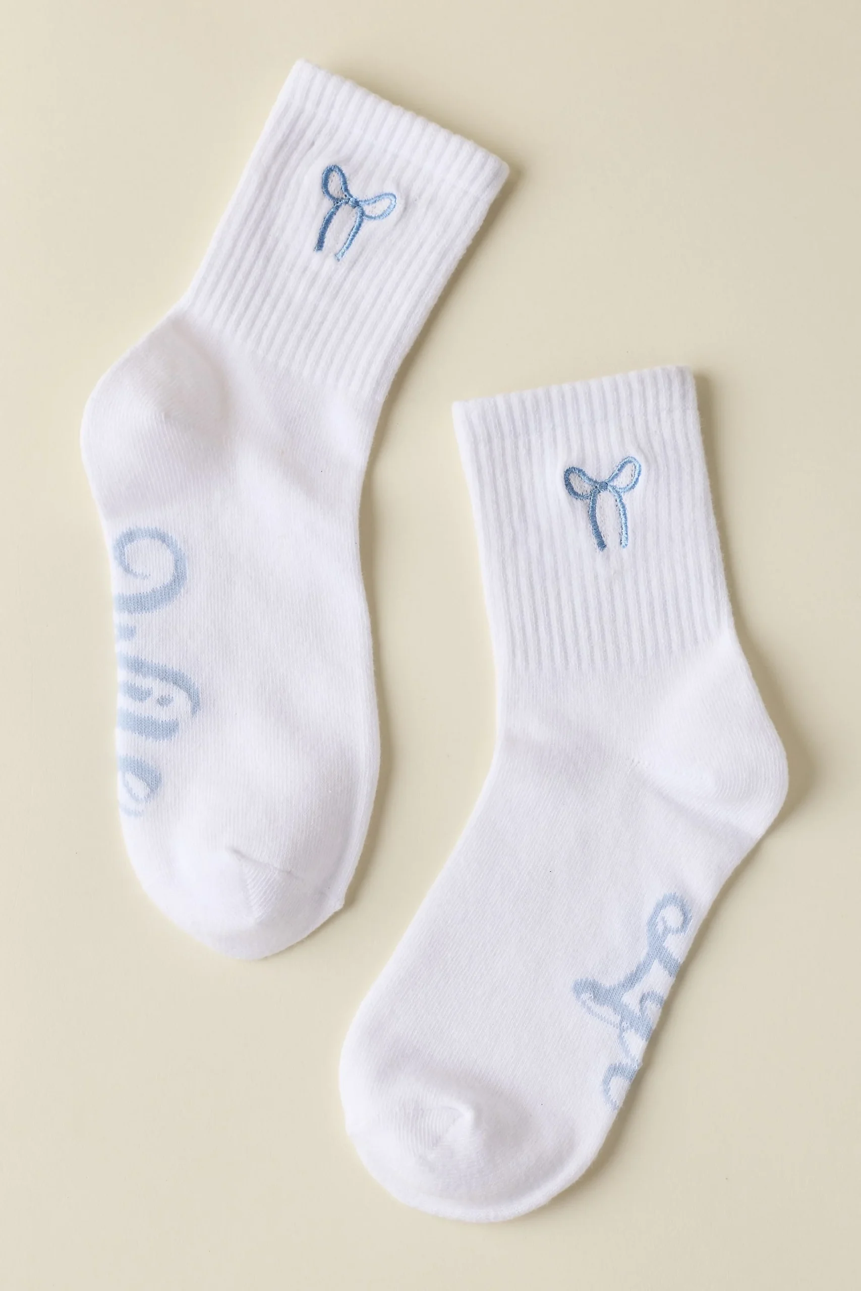 Wife Life Embroidered Bow Crew Socks