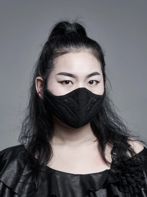 Women Front Three-Dimensional Webbing Black Gothic Mask