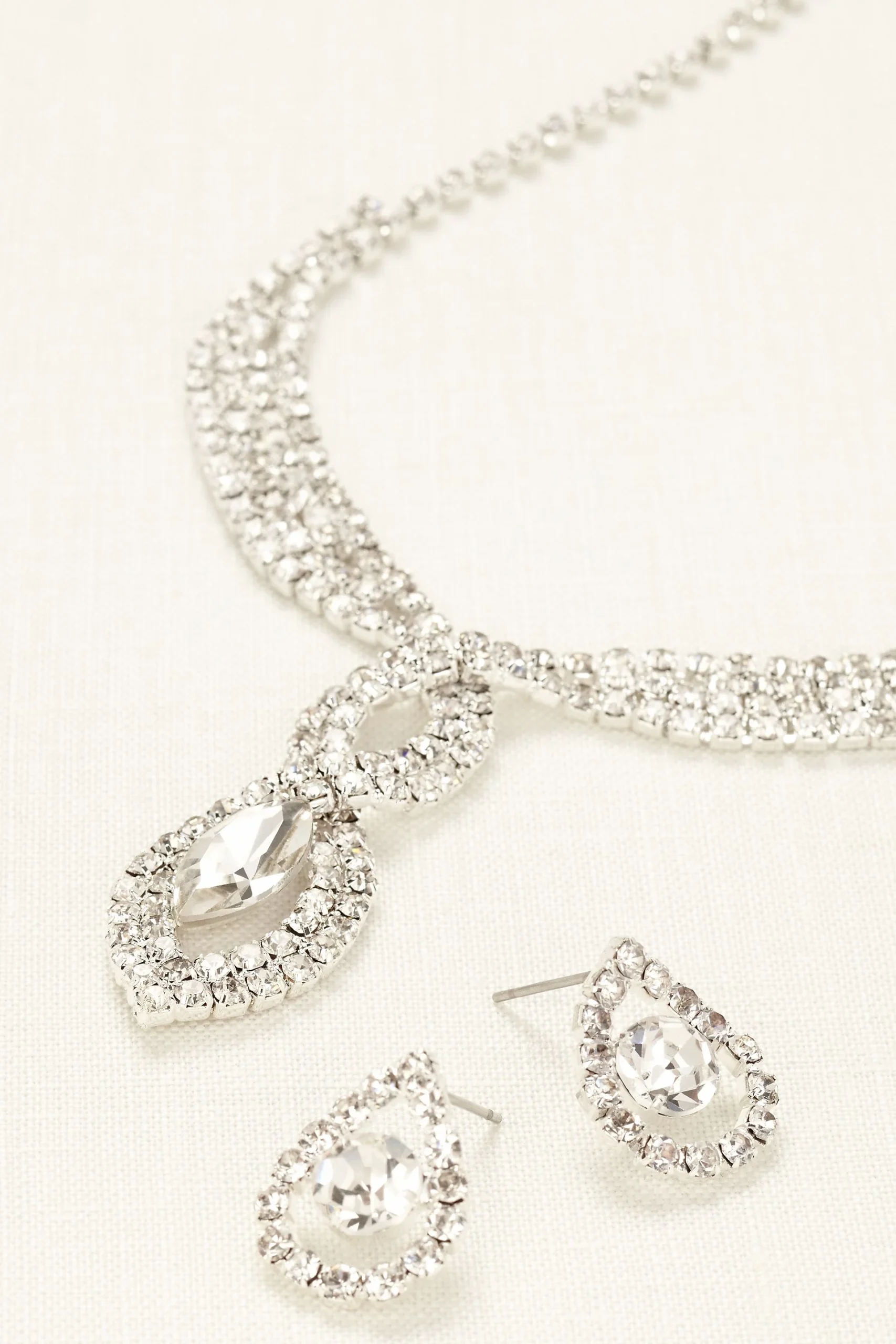 Woven Pave Crystal Necklace and Earring Set