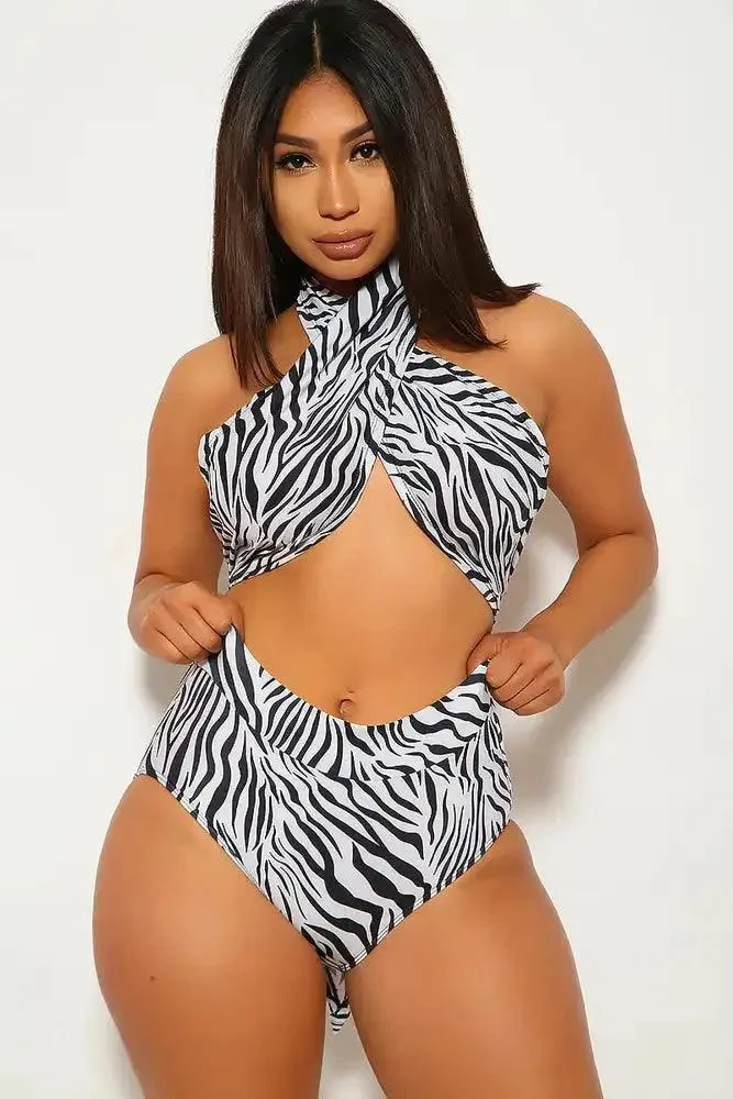 Zebra Animal Print High Waist Bikini
